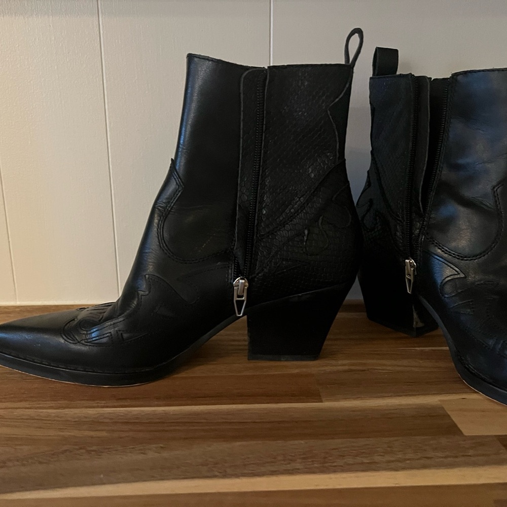 Black Leather Ankle Boots